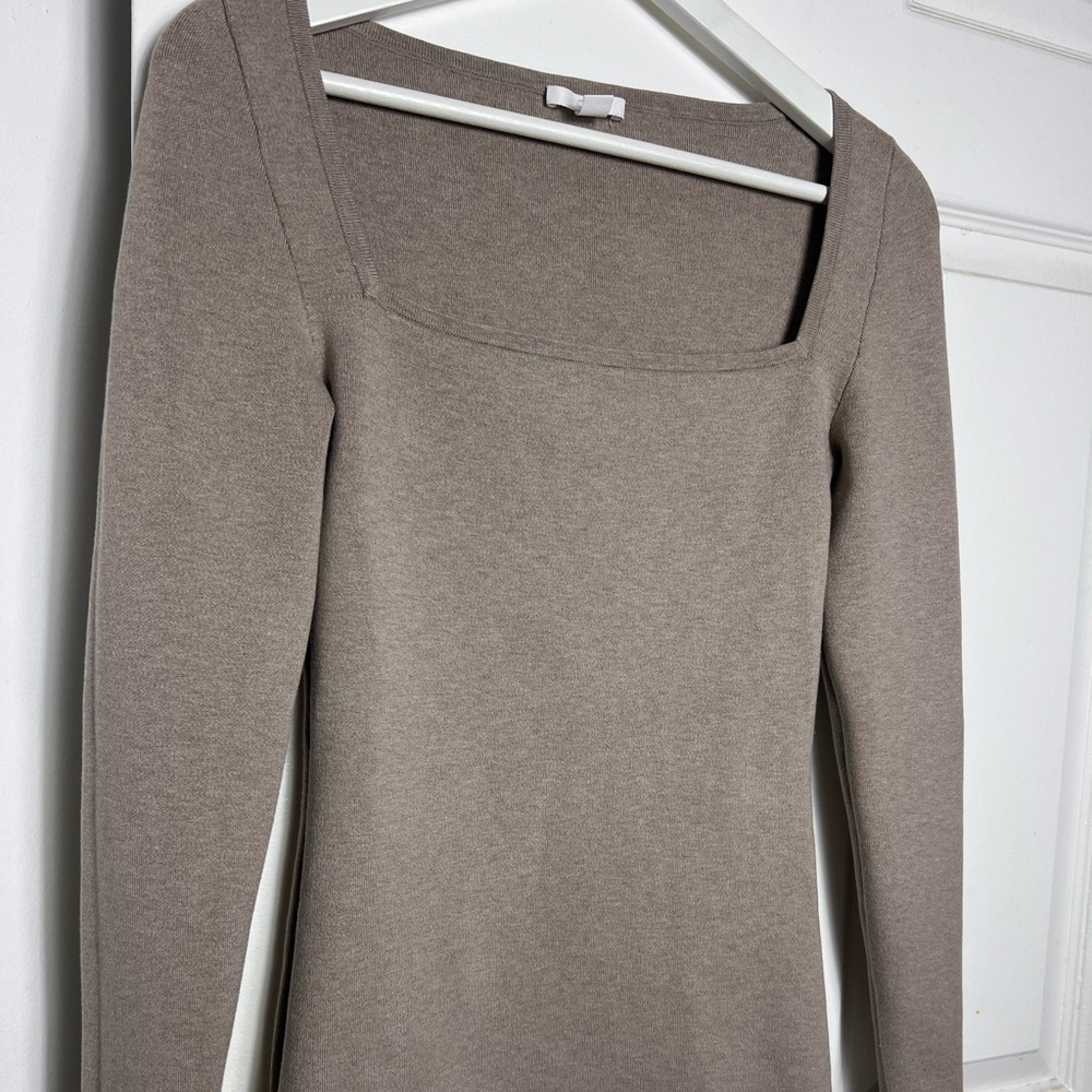 COS Women's Natural Cotton-silk Mix Square Neck Long Sleeve Top - Picture 5 of 6